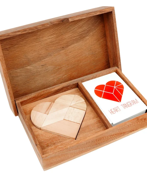 Heart Duo Wooden Tangram Puzzle Decor