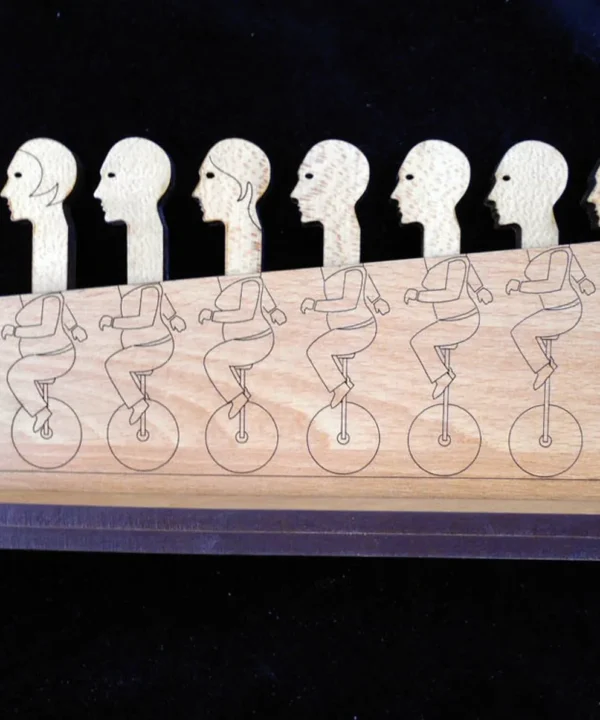 Holey Moley Wooden Logic Puzzle With Eight Unicycle Figures