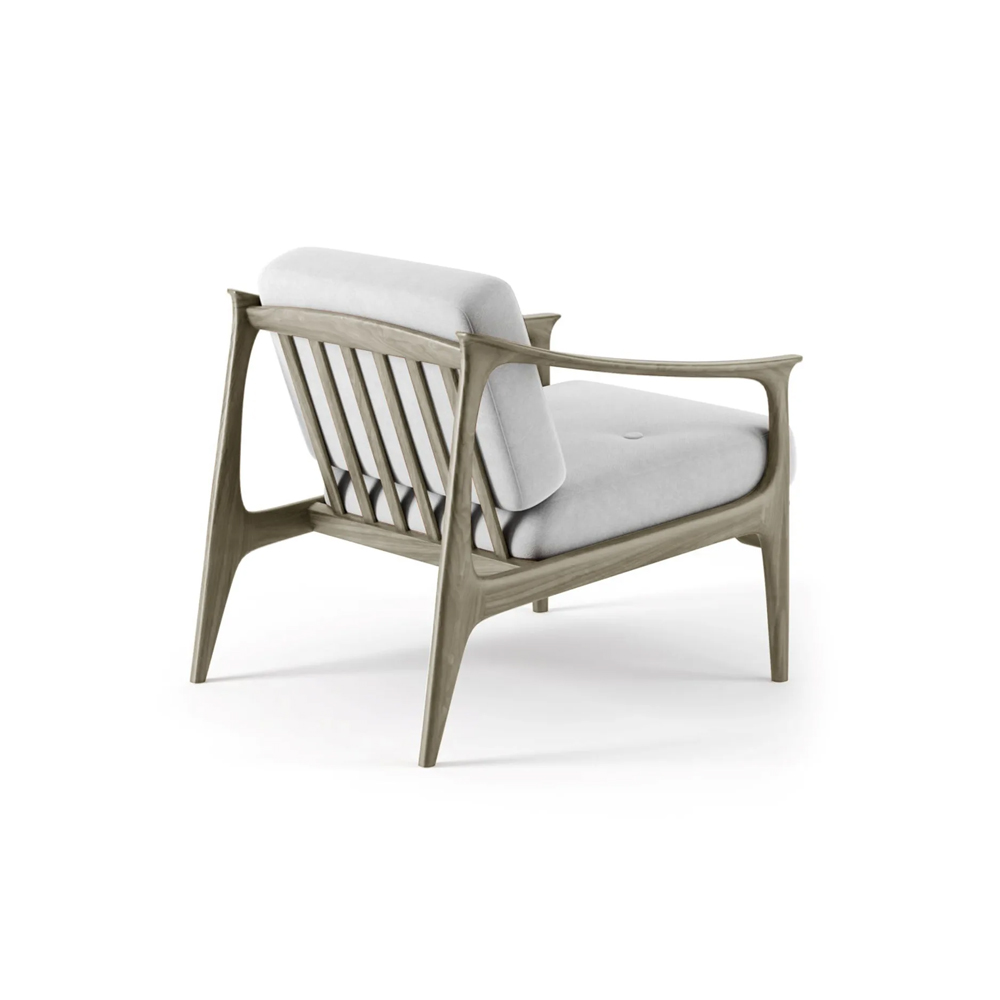 Fabric easy chair with armrests